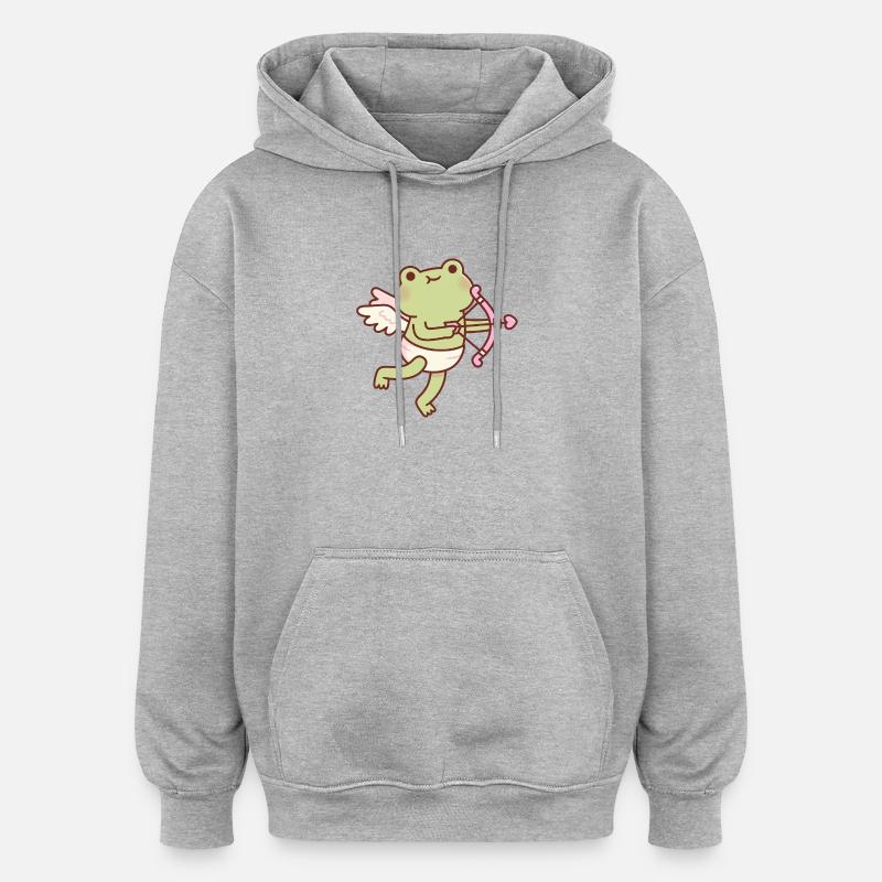 Grenouille Cupidon mignonne - Sweat à capuche oversize unisexe - gris chiné
