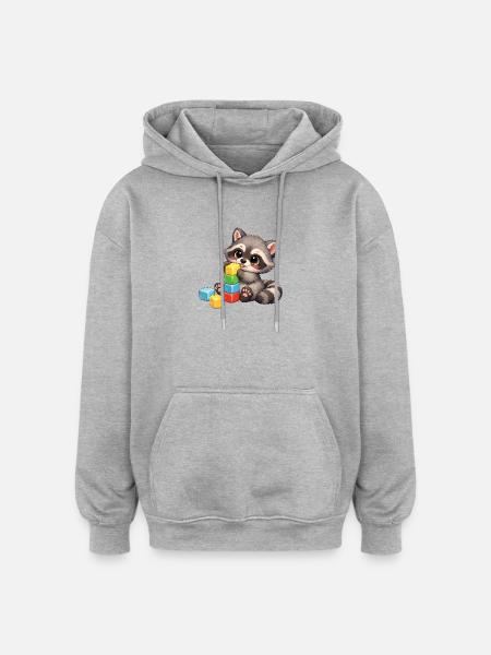 Baby Oskar with building blocks - Oversized Unisex Hoodie - heather grey