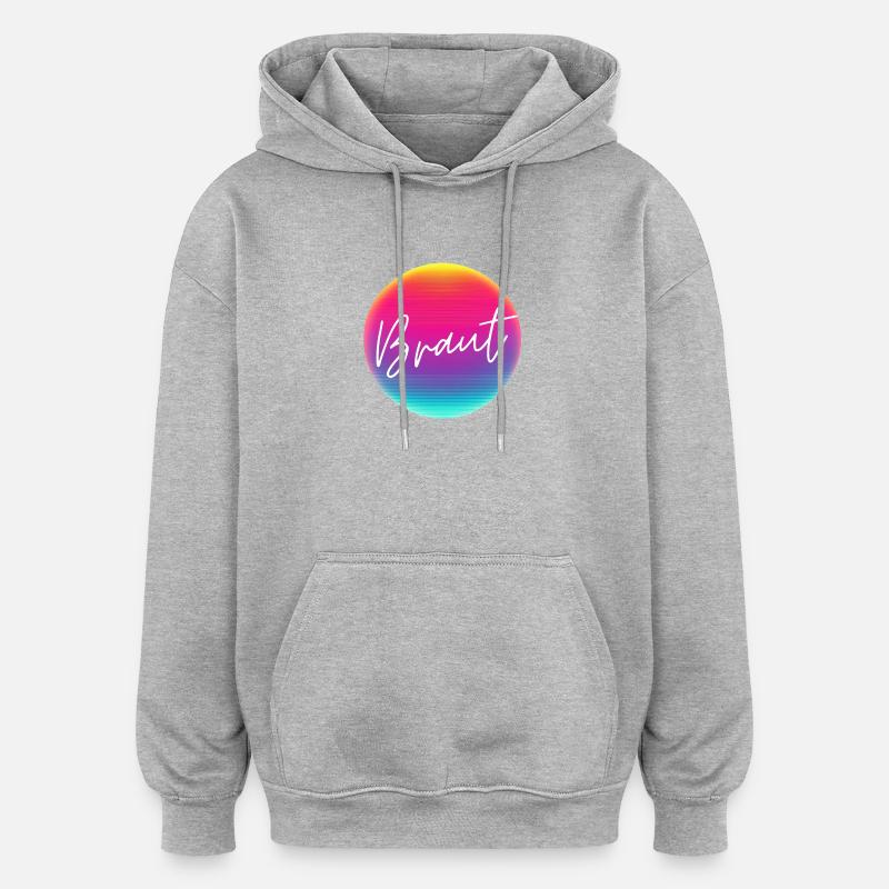 Team Bride! Cool Neon Circle Personalizable - Oversized Unisex Hoodie - heather grey