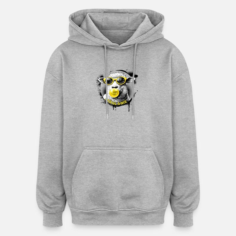 Mählanie – Mouton cool Pop Art Melanie - Sweat à capuche oversize unisexe - gris chiné