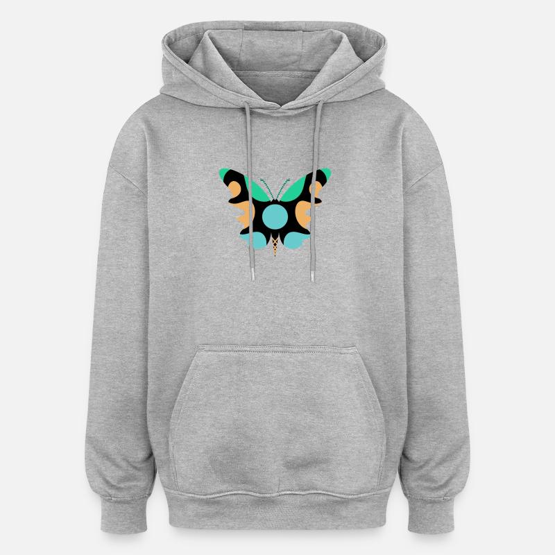 papillon art - Sweat à capuche oversize unisexe - gris chiné
