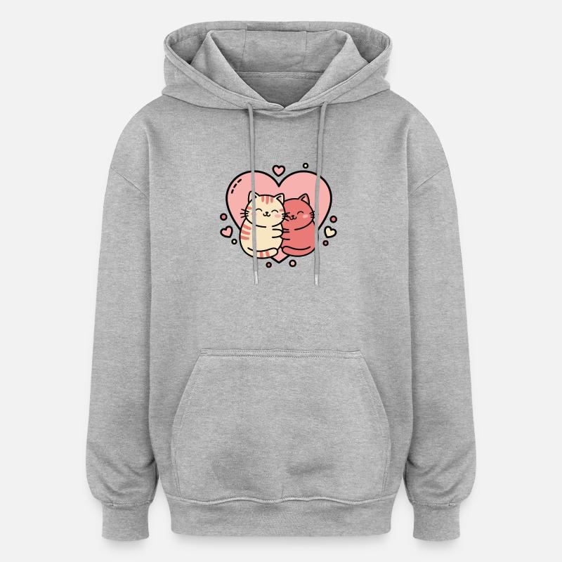 Duo de câlins de chat sincères - Sweat à capuche oversize unisexe - gris chiné