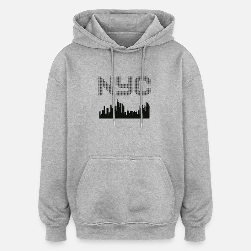 New York Pixel Skyline - Sweat à capuche oversize unisexe - gris chiné