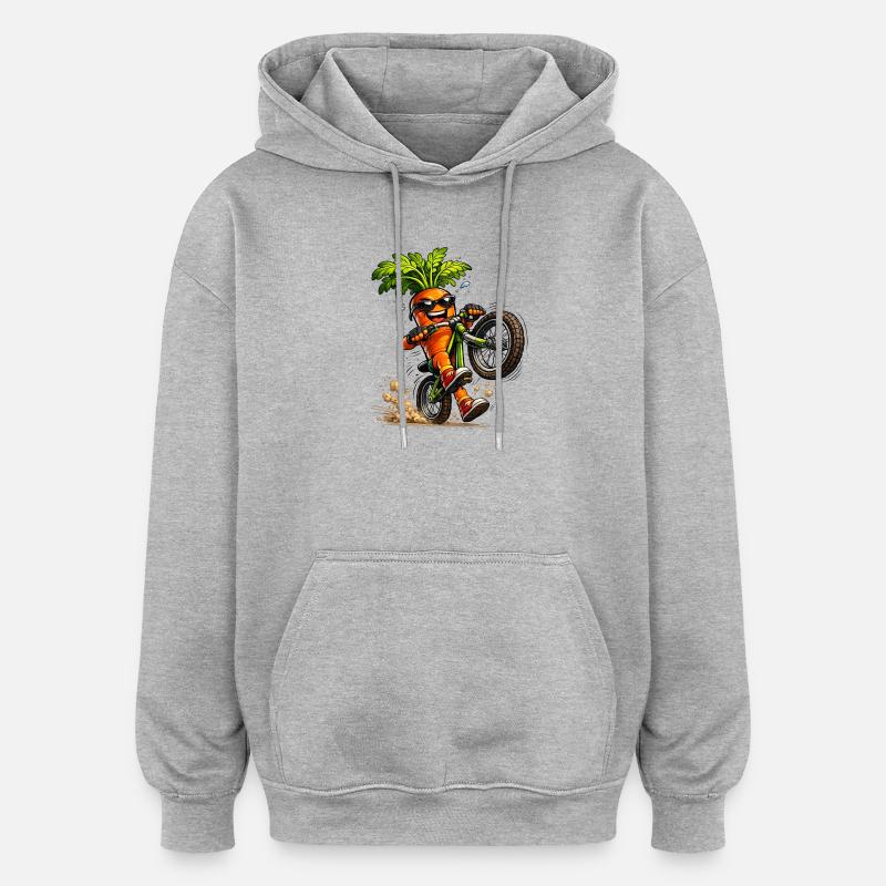 Sympa la carotte sur le vélo - Sweat à capuche oversize unisexe - gris chiné