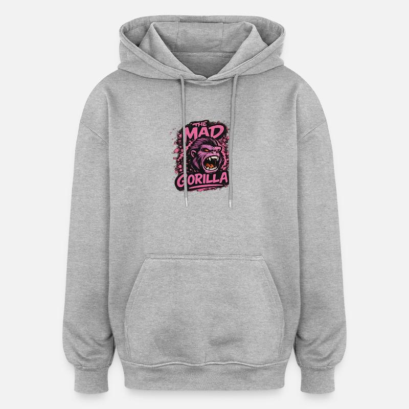Le gorille en colère - Sweat à capuche oversize unisexe - gris chiné