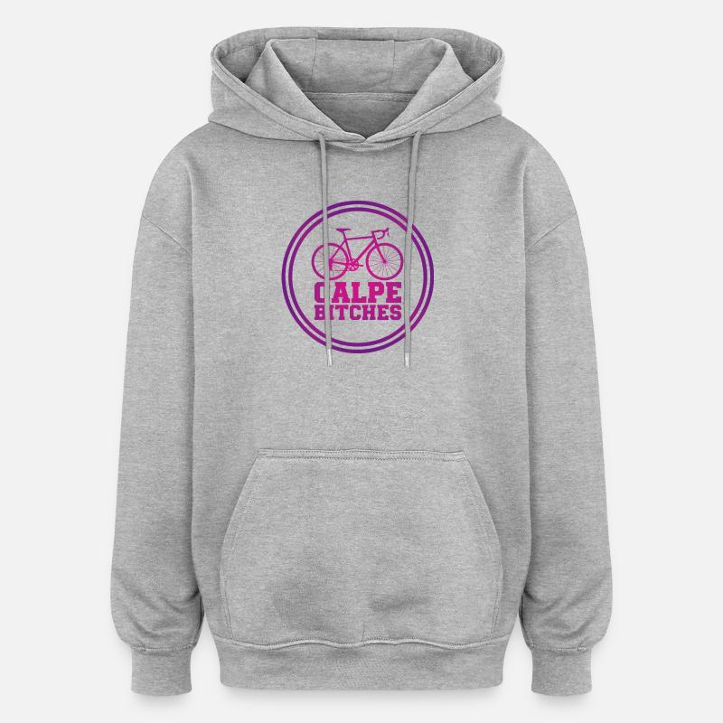 Emblème de cyclisme Calpe Bitches - Sweat à capuche oversize unisexe - gris chiné