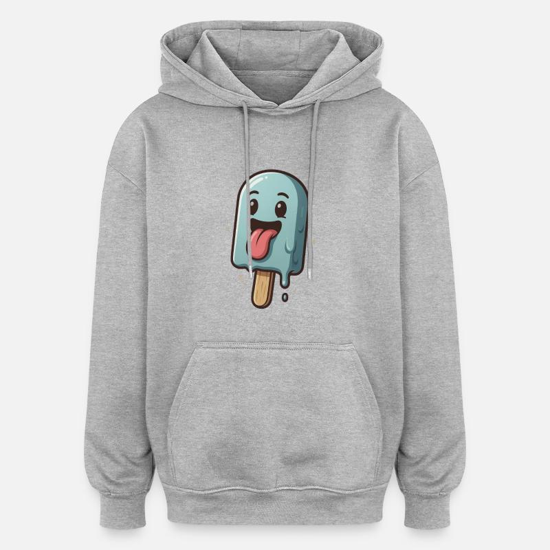 Glaces rieuses - Sweat à capuche oversize unisexe - gris chiné