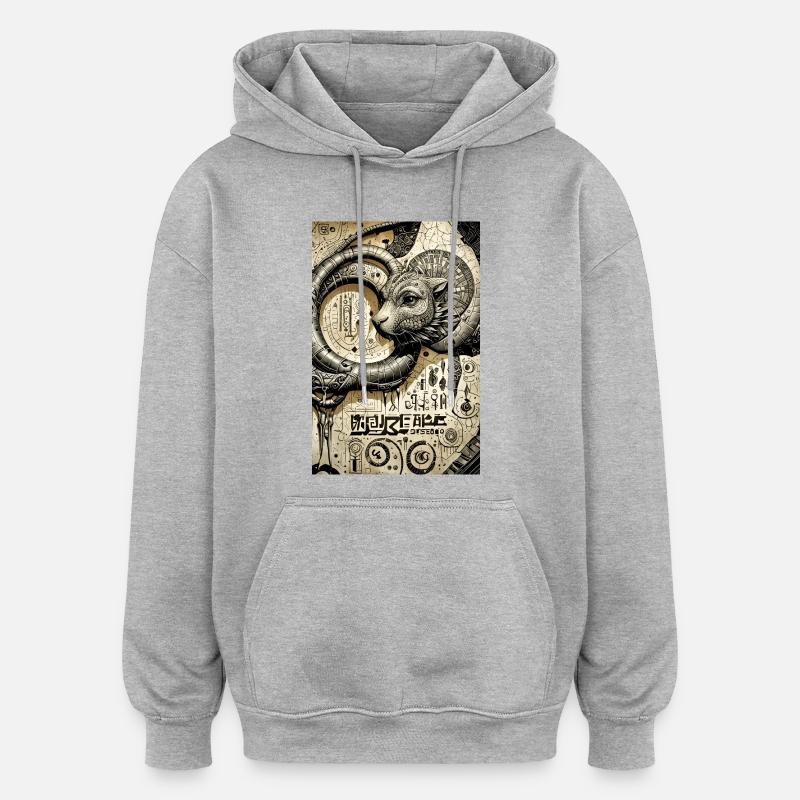 Patch 11 - Sweat à capuche oversize unisexe - gris chiné