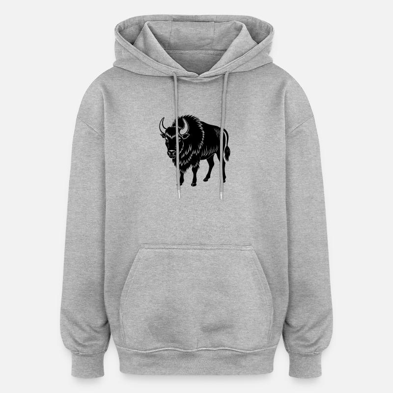 Buffalo - Sweat à capuche oversize unisexe - gris chiné