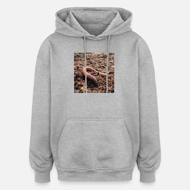Vers de terre dans le sol - Sweat à capuche oversize unisexe - gris chiné