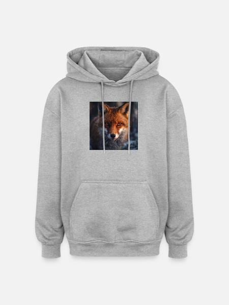 Fox scouting at dusk - Oversized Unisex Hoodie - heather grey