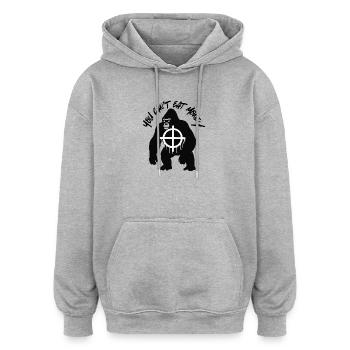 L’humain mange de l’argent mange le gorille - Sweat à capuche oversize unisexe - gris chiné - Devant - Noah (186cm)