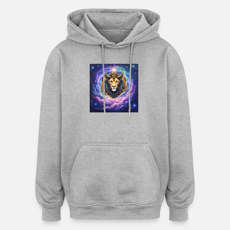 Leone Celeste con Corona d'Oro - Felpa con cappuccio unisex oversize - grigio melange