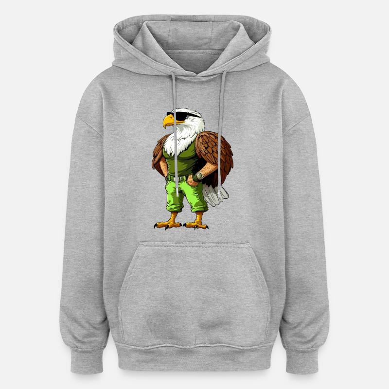 Cooler Adler  - Oversized Unisex Hoodie - Grau meliert