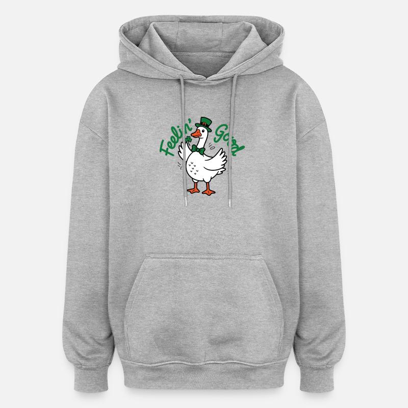 Le saut de Lucky Duck St Patrick - Sweat à capuche oversize unisexe - gris chiné