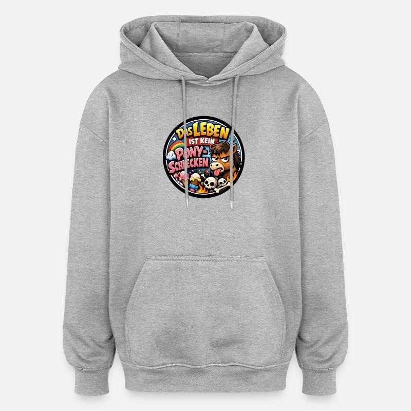 Leccare il pony - Felpa con cappuccio unisex oversize - grigio melange