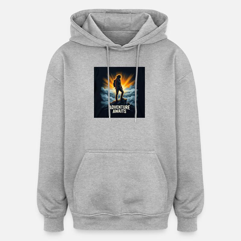 Abenteuer erwartet Bergsteiger - Oversized Unisex Hoodie - Grau meliert