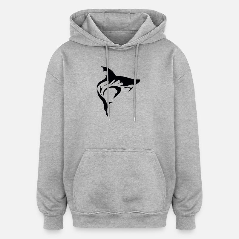 Requin - Sweat à capuche oversize unisexe - gris chiné