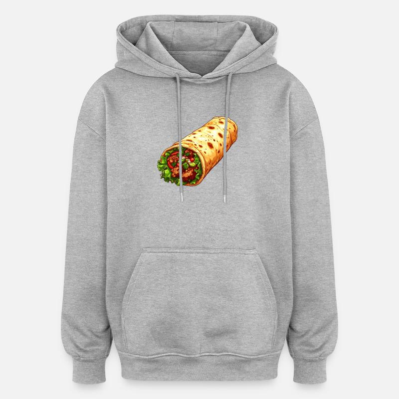 Lahmacun - Sweat à capuche oversize unisexe - gris chiné