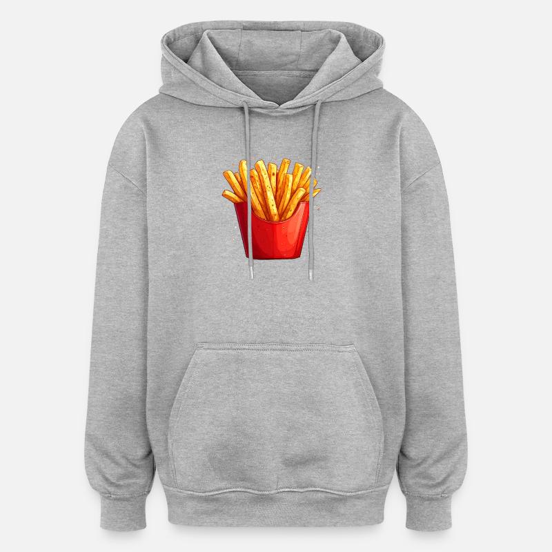 Frites - Sweat à capuche oversize unisexe - gris chiné