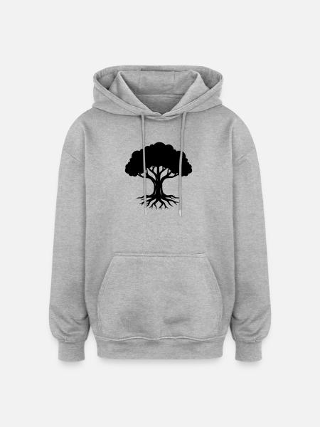 Tree Roots Silhouette Nature - Oversized Unisex Hoodie - heather grey