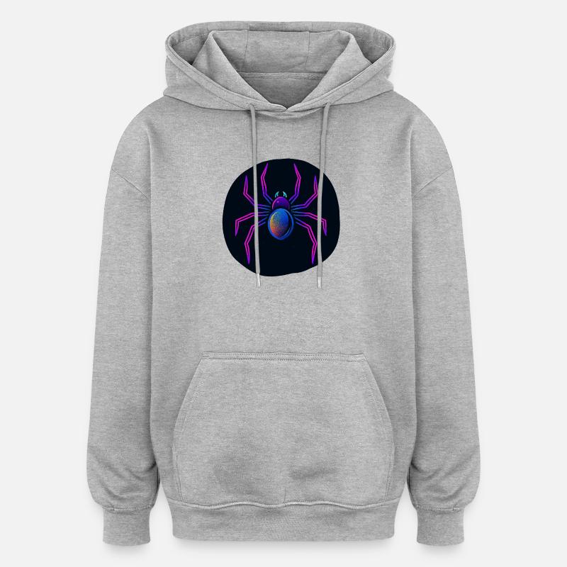 Araignée néon dans l’espace - Sweat à capuche oversize unisexe - gris chiné