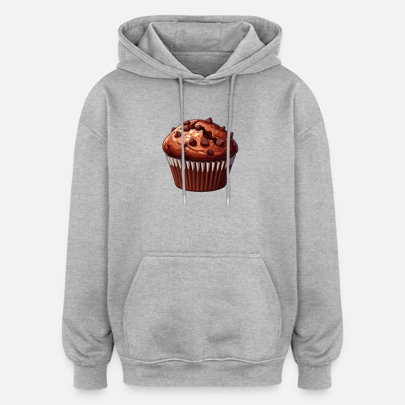 Muffin au chocolat - Sweat à capuche oversize unisexe - gris chiné