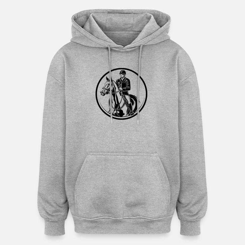 Reiten Pferd Mann Silhouette - Oversized Unisex Hoodie - Grau meliert