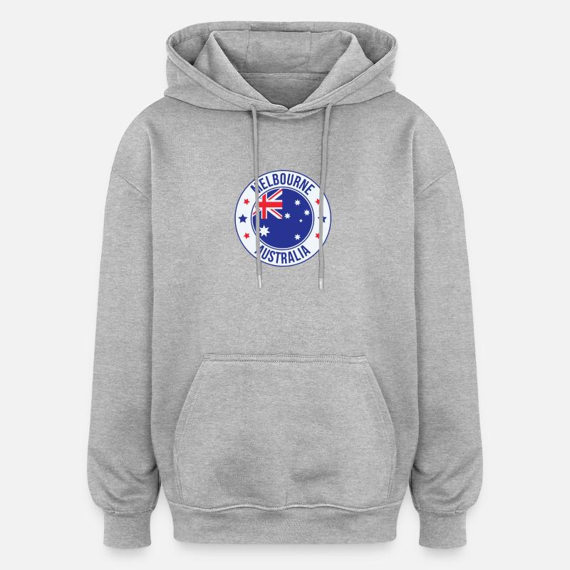 Insigne du Cercle du drapeau de Melbourne - Sweat à capuche oversize unisexe - gris chiné