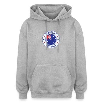Newcastle Australia Badge Emblem - Oversized Unisex Hoodie - heather grey - Front - Noah (186cm)