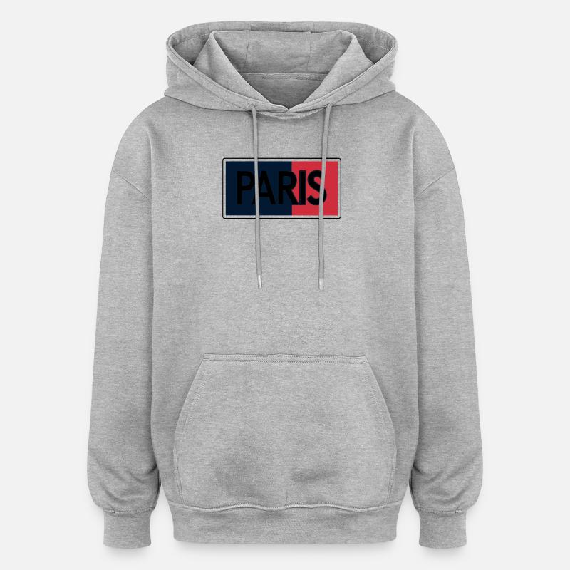 Paris Flag Split Typography - Oversized Unisex Hoodie - heather grey