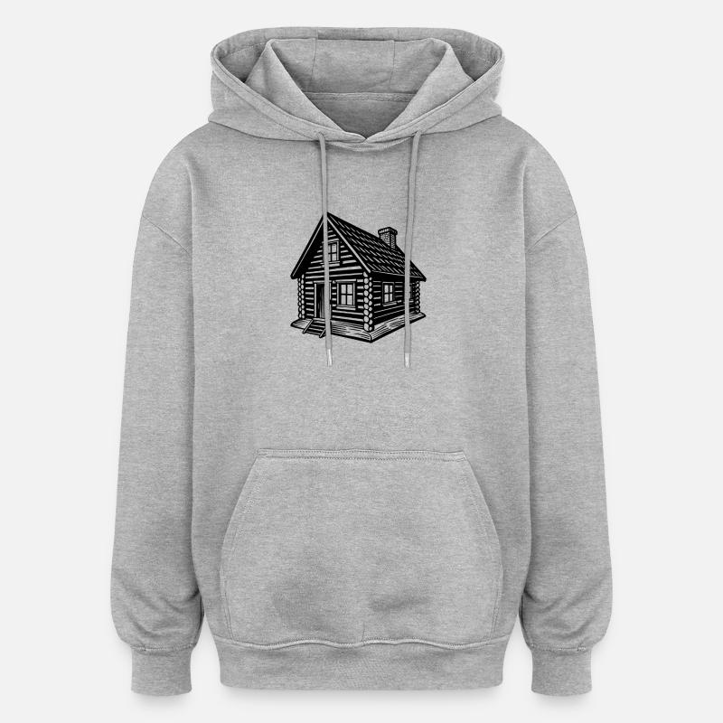 Cabane en rondins - Sweat à capuche oversize unisexe - gris chiné