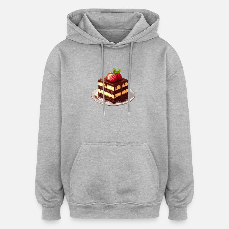 Chocolate cake with raspberry - Oversized Unisex Hoodie - heather grey