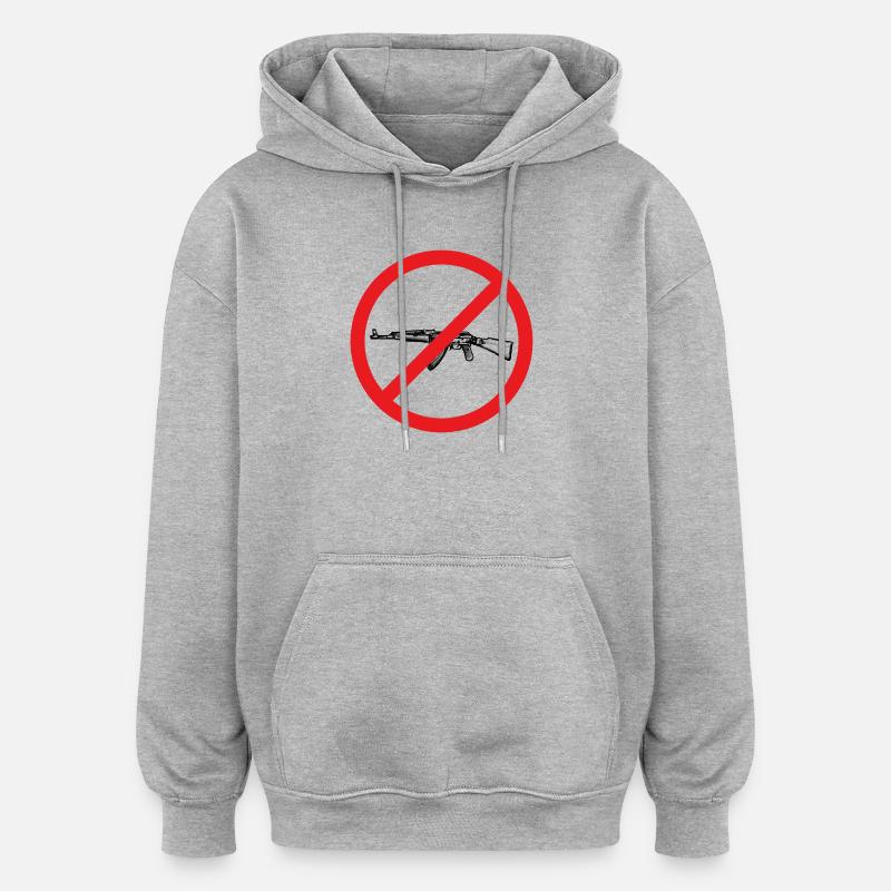 Signe de paix d’interdiction d’armes - Illustration - Sweat à capuche oversize unisexe - gris chiné