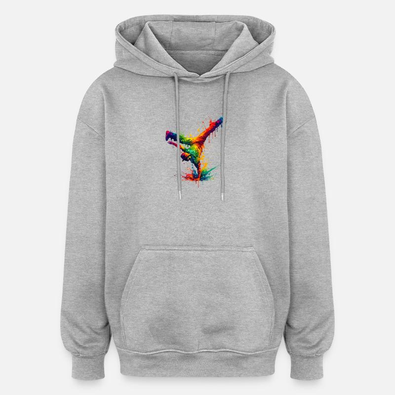 Hand Splashed Rainbow Dance - Oversized Unisex Hoodie - heather grey