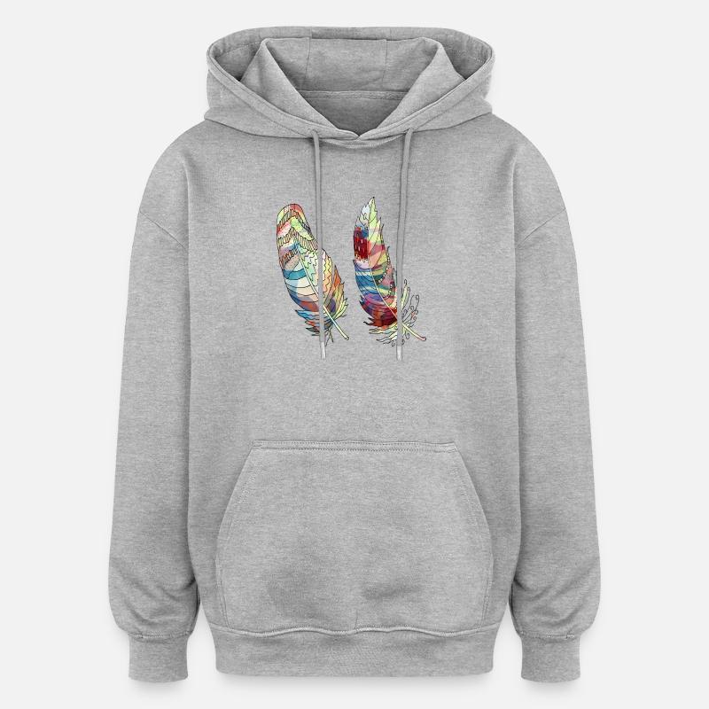 Feder - Oversized Unisex Hoodie - Grau meliert