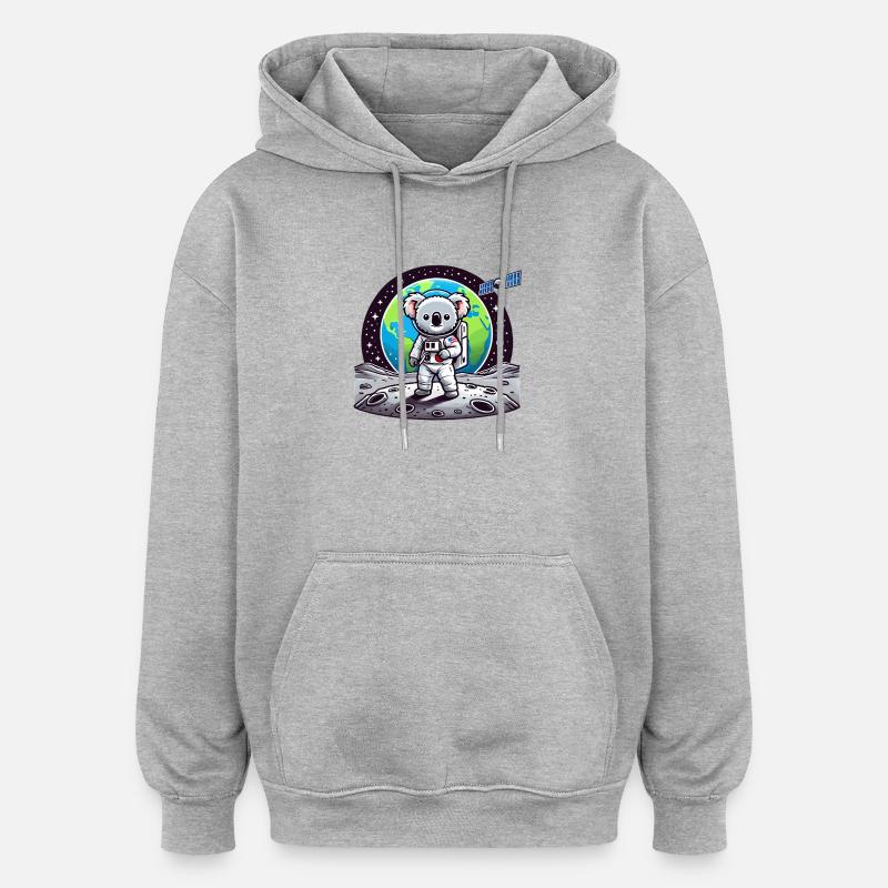 Astronaute koala sur le sol lunaire - Sweat à capuche oversize unisexe - gris chiné