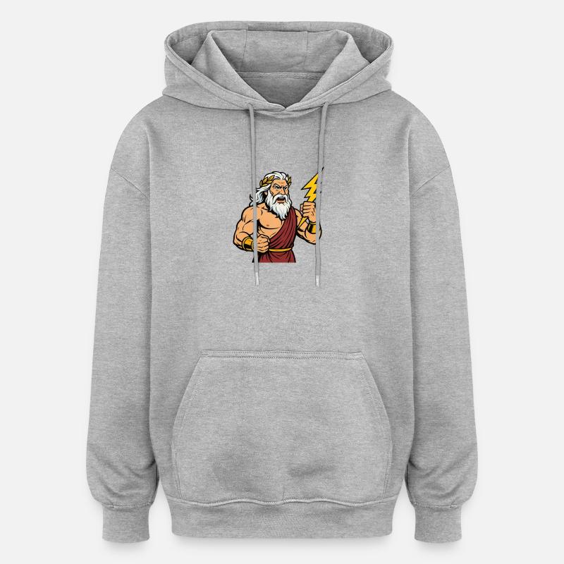Dessin animé de Zeus - Sweat à capuche oversize unisexe - gris chiné