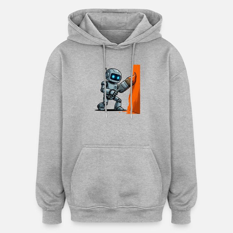 6 Le Robot Créatif Peintre - Sweat à capuche oversize unisexe - gris chiné