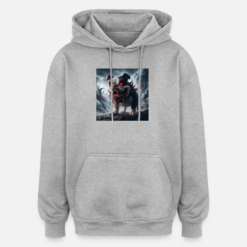 Bouledogue Démoniaque des Ruines - Sweat à capuche oversize unisexe - gris chiné