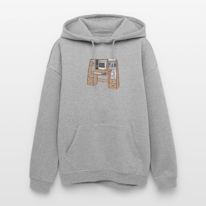 Retro Computer Desk Setup 90s 2000s Nostalgic Oversized Unisex Hoodie