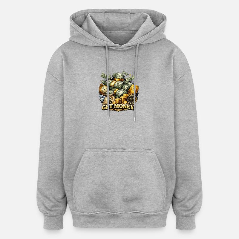 Obtenez de l’argent - Sweat à capuche oversize unisexe - gris chiné