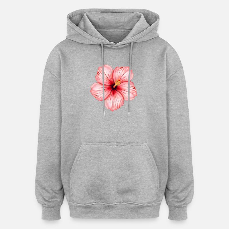 Fleur d’hibiscus - Sweat à capuche oversize unisexe - gris chiné