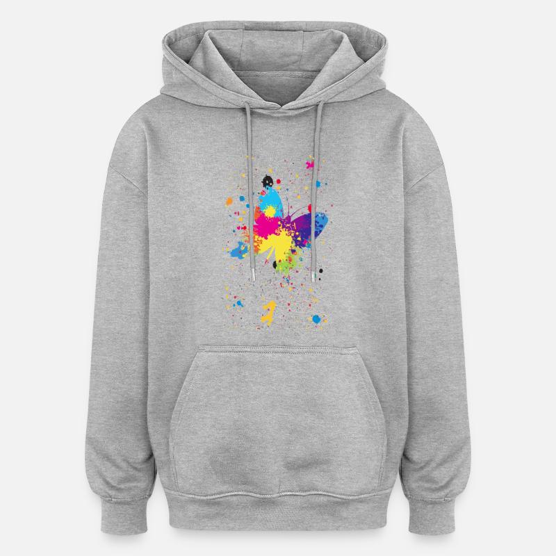 Spray à papillons - Sweat à capuche oversize unisexe - gris chiné