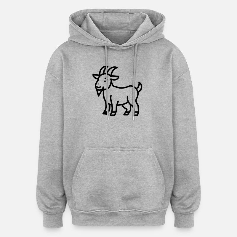 chèvre - Sweat à capuche oversize unisexe - gris chiné