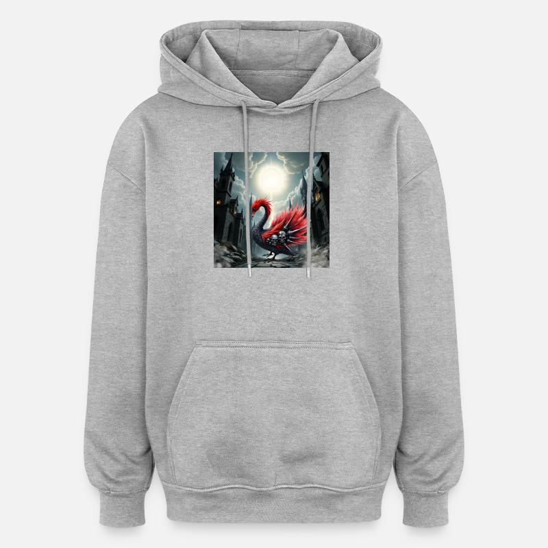 Gothic phoenix with skulls - Oversized Unisex Hoodie - heather grey