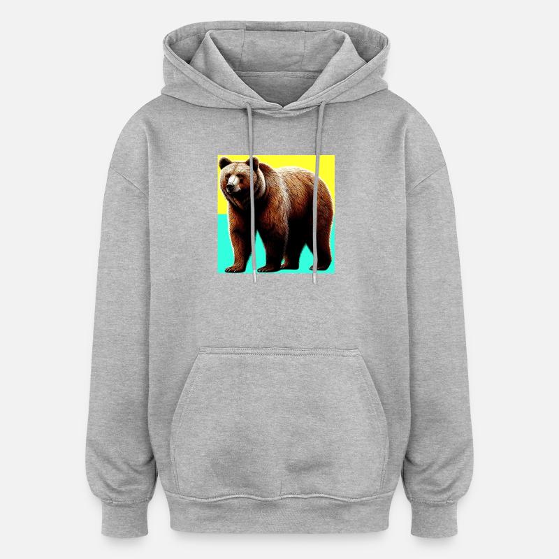 ours - Sweat à capuche oversize unisexe - gris chiné