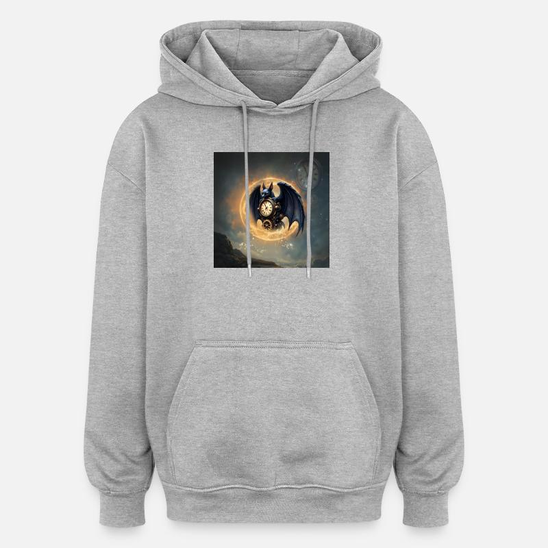 Montre ailée steampunk - Sweat à capuche oversize unisexe - gris chiné