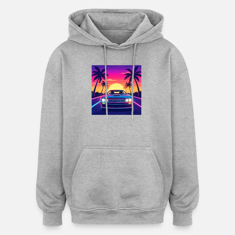 Neon Sunset Drive - Sweat à capuche oversize unisexe - gris chiné