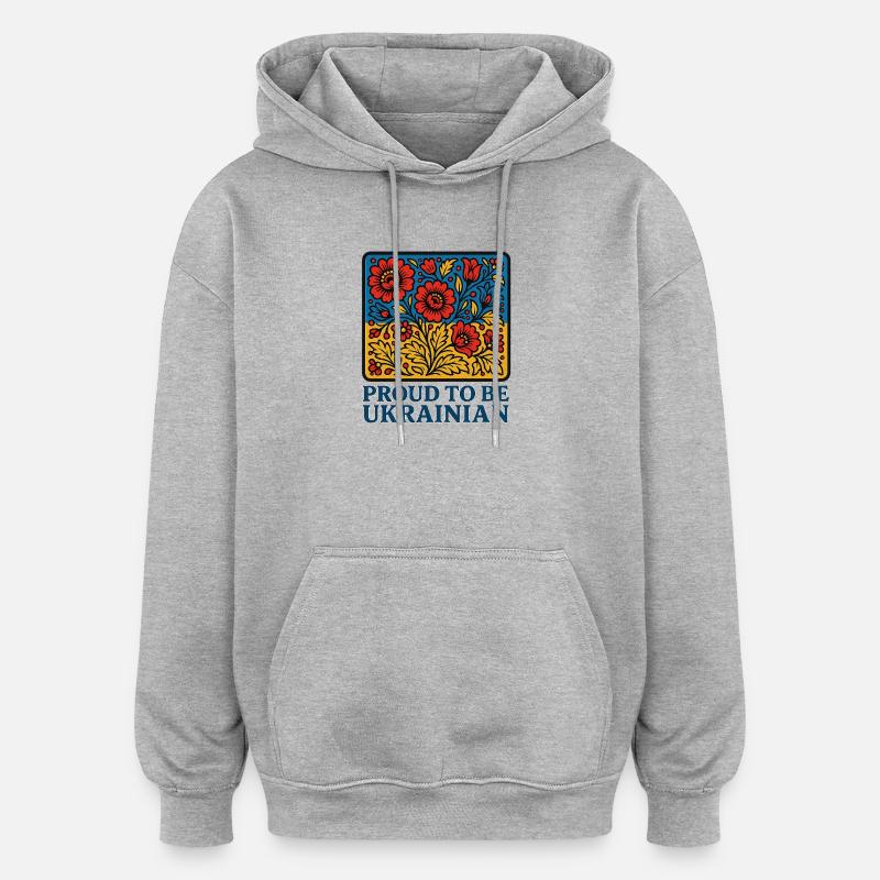 Orgueil ukrainien – Peuple des Fleurs - Sweat à capuche oversize unisexe - gris chiné